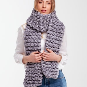 Extra large knit scarf handmade - Oversized chunky wool scarf - Merino wool scarf women - Chunky hand knit scarf - Giant knit scarf