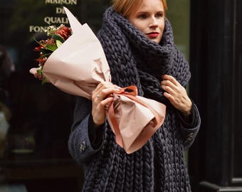 Oversized Mens Chunky Knit Scarf - Lenny Kravitz Large Winter