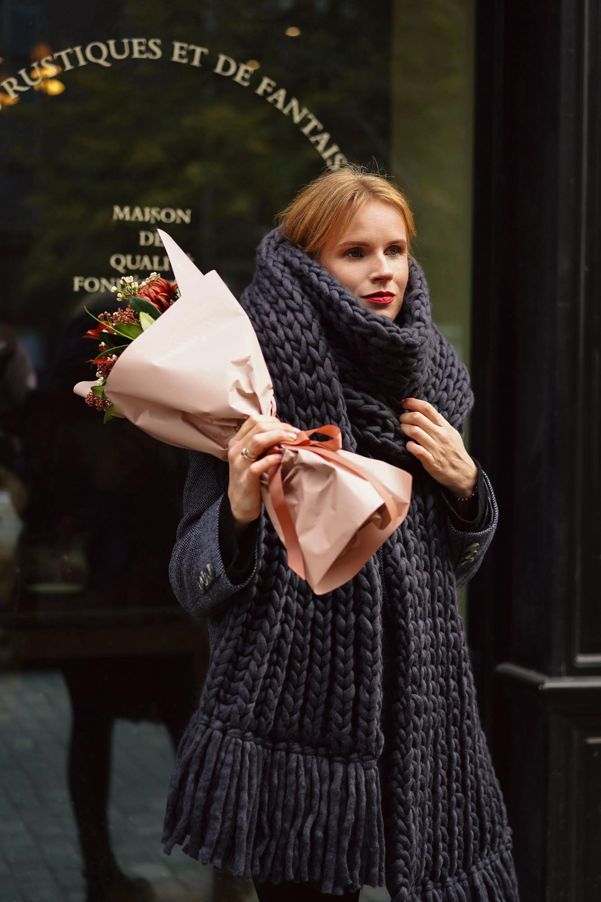 Oversized Mens Chunky Knit Scarf - Lenny Kravitz Large Winter