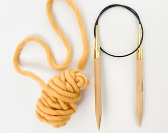 10mm Wood Circular Knitting Needles – US 15, Chunky Yarn