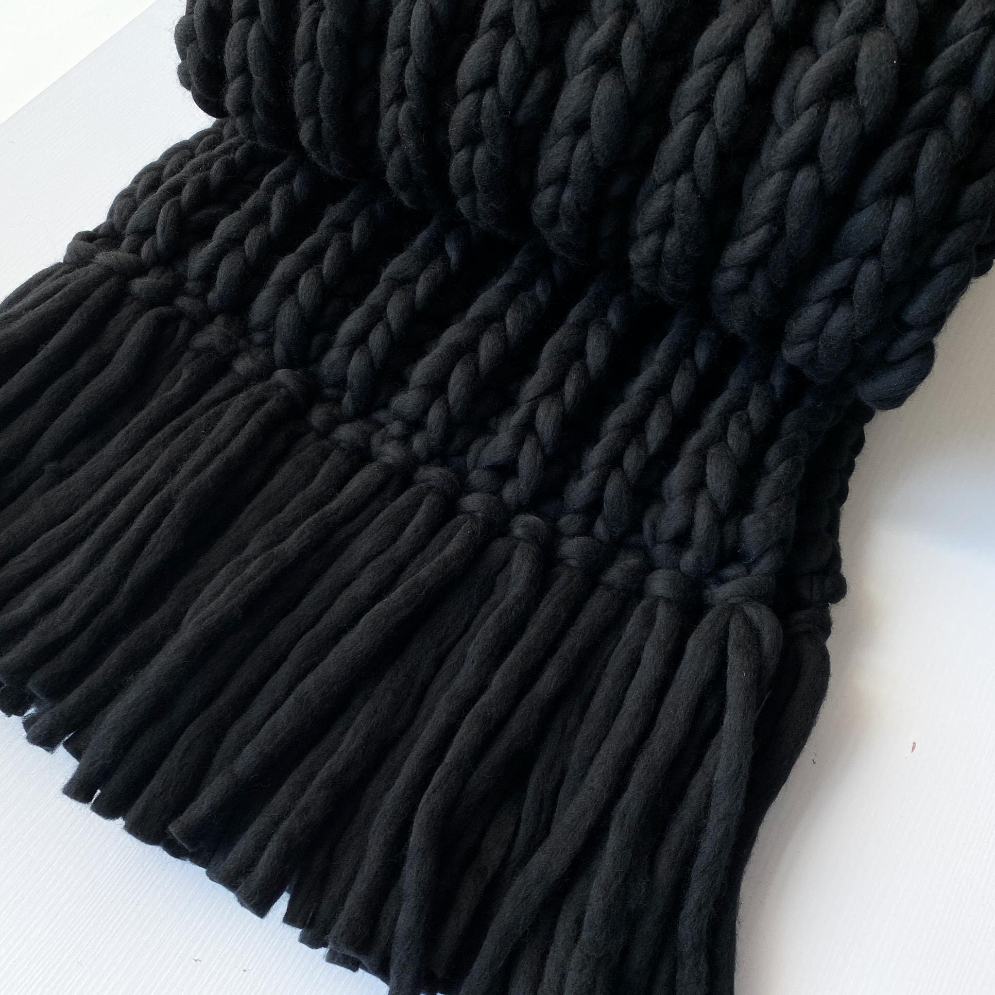 Oversized Long Chunky Knit Scarf - Giant Winter Fringed Merino