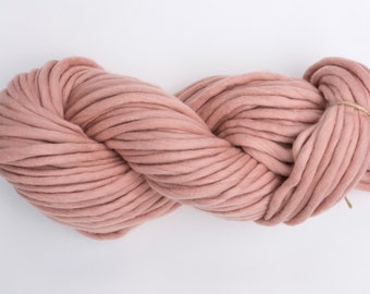 Laine mérinos épaisse pour tricoter et crocheter - Laine rose poudré à grosses mailles - Laine à tapisserie