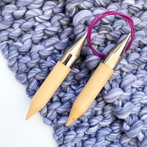 25 mm circular knitting needles (size US 50) - KnitPro Basix wooden fixed circular needles - Big knit needles