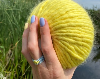 Yellow merino wool super bulky yarn - Chunky crochet & knitting yarn 200g