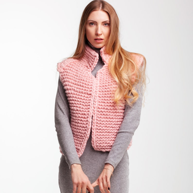 Oversized knit wool vest SALE Women waistcoat Sleeveless jacket cardigan Ready to ship image 5