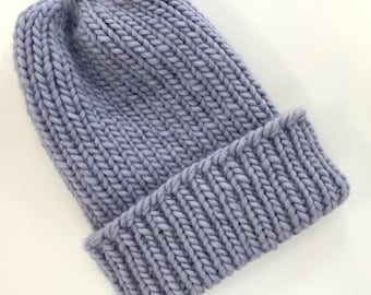 Gestrickte Winter Herren Mütze - Merino Wolle Fischer Rippenmütze