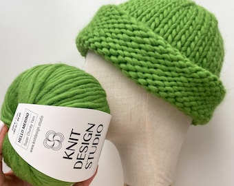 Fischer Strickmütze Strickset: Chunky Merino Wolle DIY Projekt