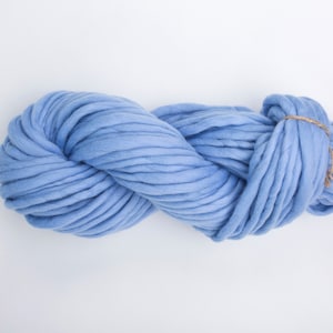 Chunky yarn wool - 6 super bulky yarn - Pastel blue merino wool yarn - Soft hand spun yarn for blanket