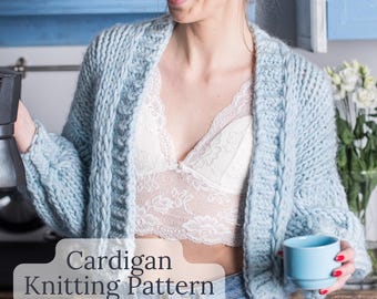 Chunky Knit Cardigan PATTERN – Short Cropped Design (PDF Pattern)