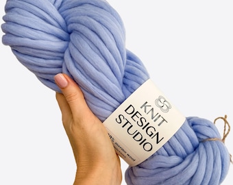 Light Blue Chunky Merino Wool Yarn – Hand Spun Super Bulky Blanket Yarn