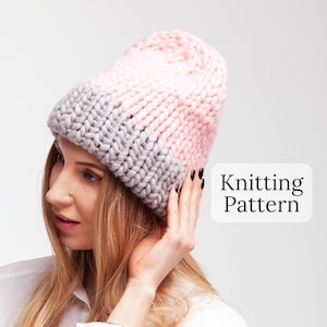 Double brim knit hat KNITTING PATTERN - Beanie knitting patterns women