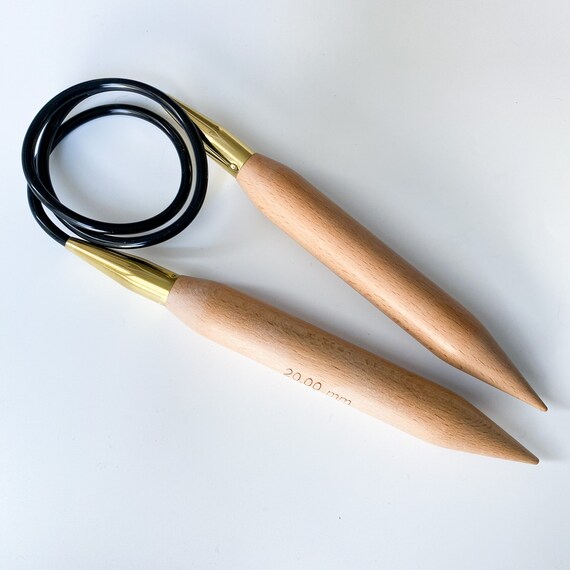 Atiger Bamboo Circular Knitting Needles Set - 4 Sizes US 15, 19, 35, 50 For Chunky Yarn (32 Inch Cord)