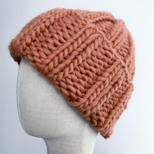 Merino wool winter beanie hat for men - Chunky knit mens hats xl - Knitted fisherman beanie - Cute handmade gift