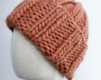 Merino wool winter beanie hat for men - Chunky knit mens hats xl - Knitted fisherman beanie - Cute handmade gift