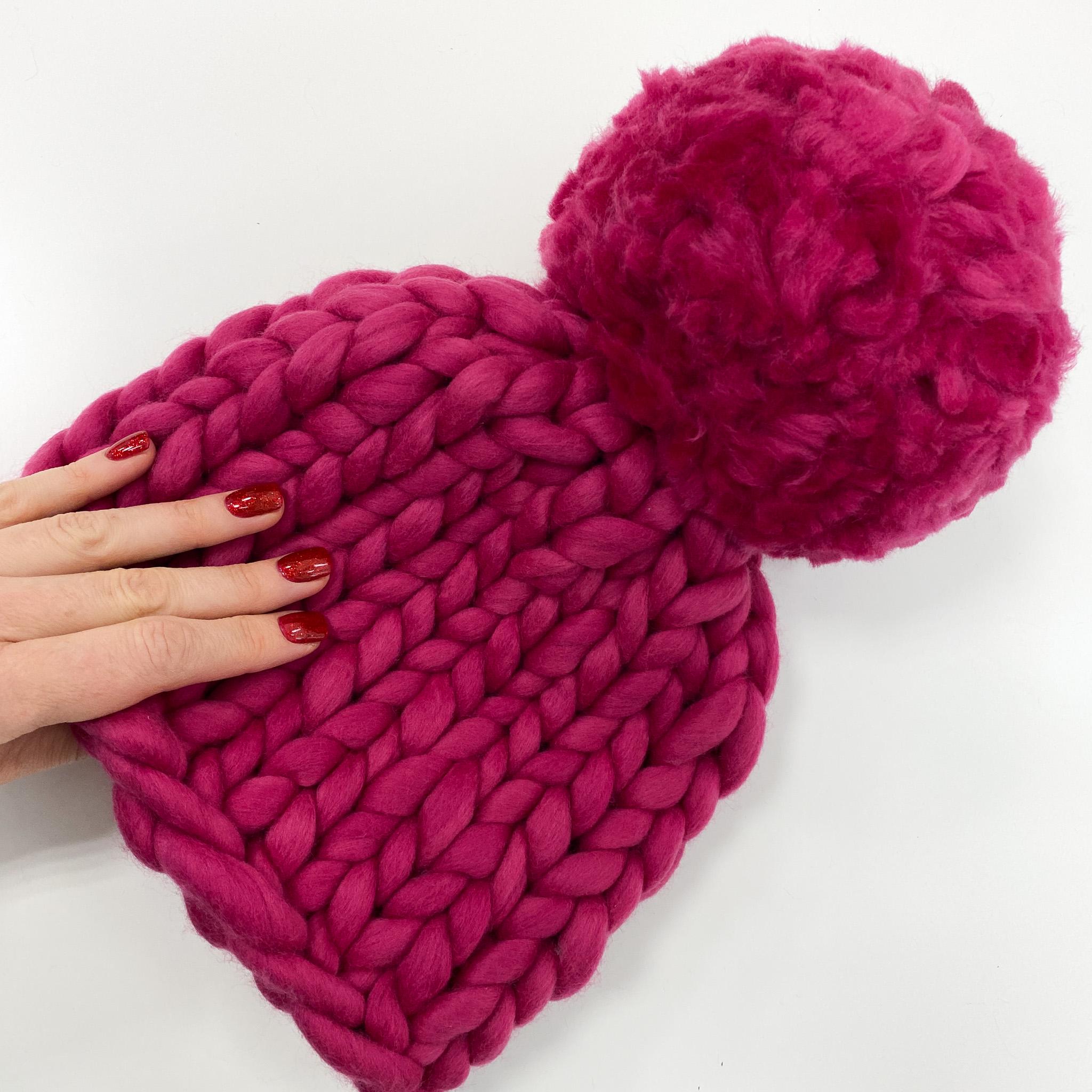 Super Chunky Knit Hat With Giant Pompom - Big Winter Wool 