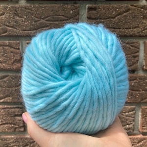 Chunky blue wool knitting & crochet yarn - 6 super bulky yarns 200g - Merino blanket yarn