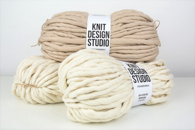 Natural White giant merino yarn 300g Chunky knit blanket Etsy