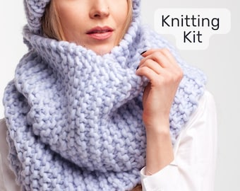 DIY Unendlichkeitsschal-Strickpaket: Grobstrick Merinowolle, anfängerfreundlich