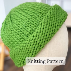 Beanie knitting pattern PDF - Beginner knitted hat patterns - Winter hat pattern