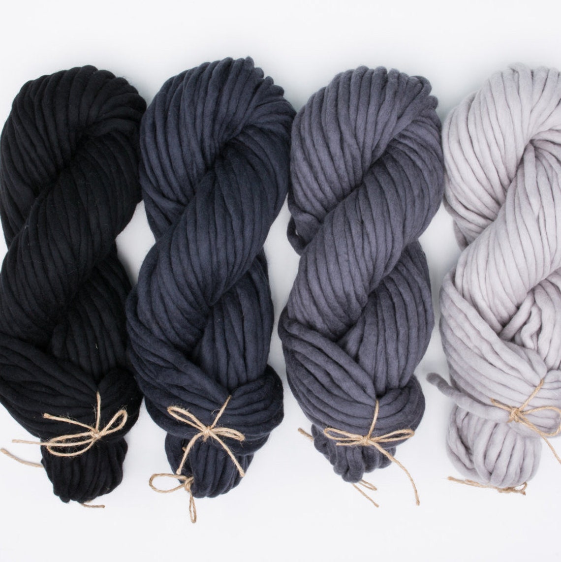 Black merino wool yarn chunky Single ply yarn Super chunky Etsy