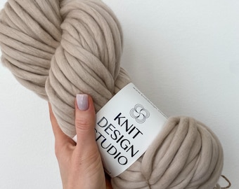 Beige chunky merino wool yarn - Super bulky weight yarn for knitting