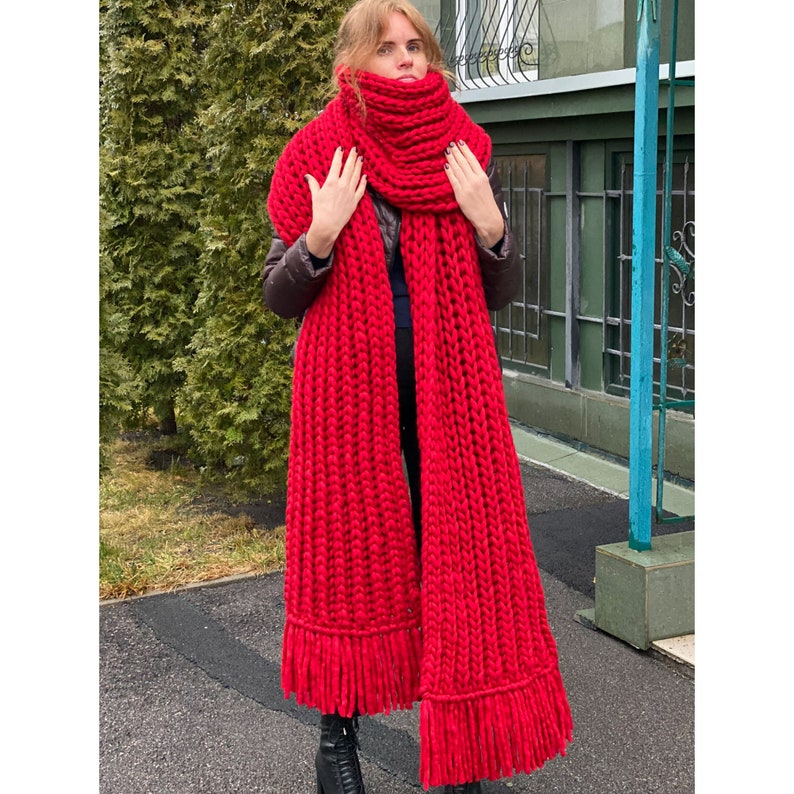 Oversized Mens Knit Scarf Big Chunky Scarf Men Lenny Kravitz Scarf