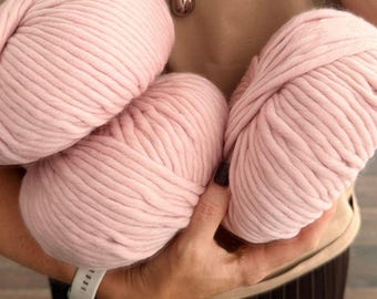 Dusty Pink Chunky Wool Yarn, Super Bulky Peruvian Wool – 200g / 80m