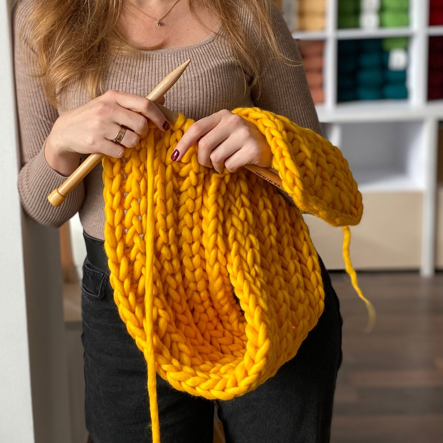 Handmade Chunky Knit Merino Wool Scarf – Oversized Winter Scarf - Etsy