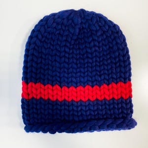 Winter knit beanie hat with a stripe - Knitted fisherman beanie - Womens winter hats - Tight wool beanie