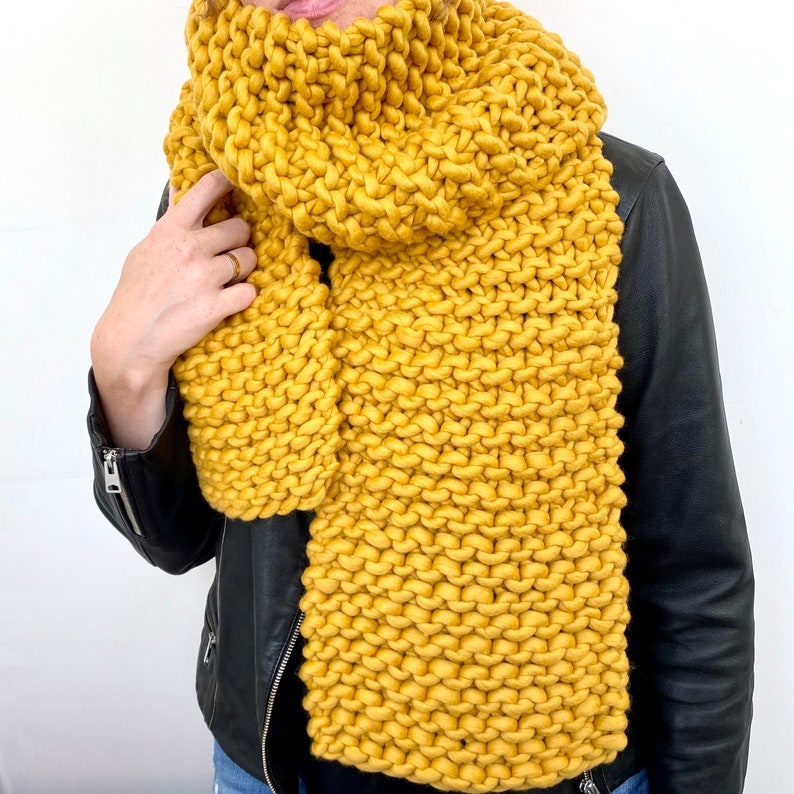 Chunky scarf knitting kit beginner Bulky knit scarf kit Color block scarf knitting set DIY kit knitters gifts image 4
