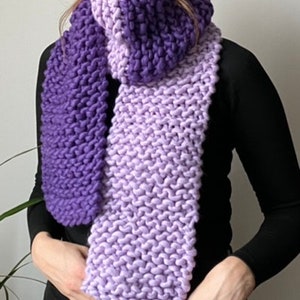 Chunky scarf knitting kit beginner Bulky knit scarf kit Color block scarf knitting set DIY kit knitters gifts image 5