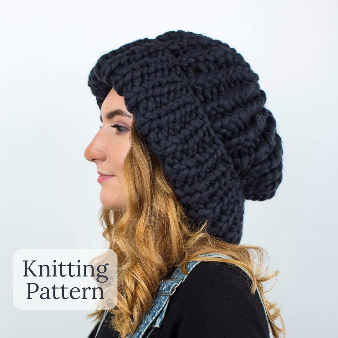 Buy Chunky Slouchy Beanie Knitting Pattern Super Bulky Knit Hat