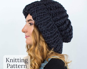 Padrão de tricô para gorro folgado e grosso - Padrões de gorro de tricô super volumoso