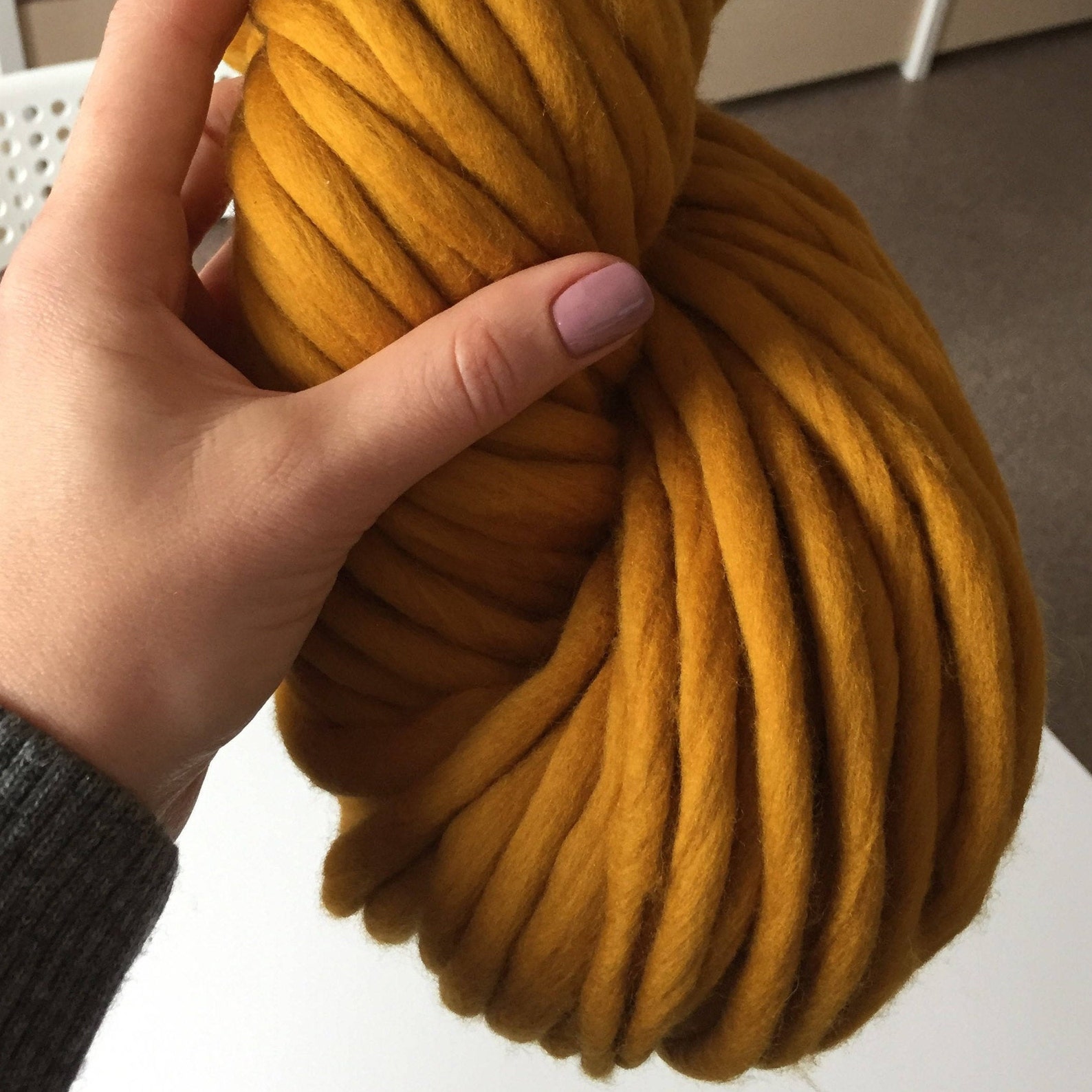 SALE Super bulky wool yarn Mustard yellow yarn Giant yarn Etsy