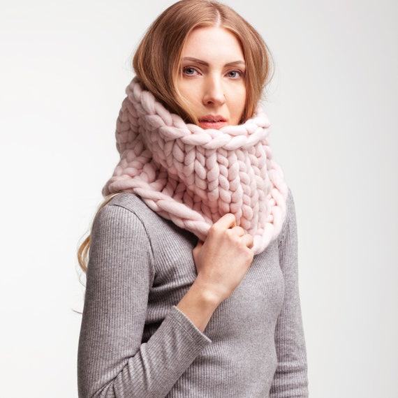 Buy Merino Wool Neck Warmer Scarf Giant Infinity Scarf Chunky Knit Cowl Chunky  Knitted Snood Scarf for Women Oversized Cowl Scarf Online in India 