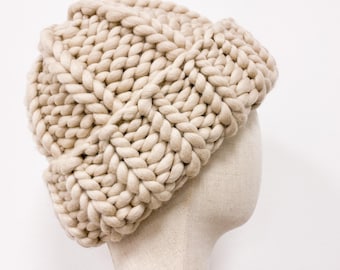 Grobstrick Herren Beanie - Handgefertigte Fischermütze - Gestrickte Wintermützen