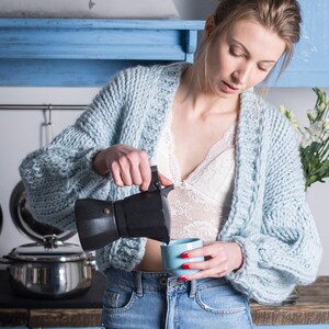 Cropped chunky knit cardigan women - Knitted wool cardigan - Handmade thick cardigan