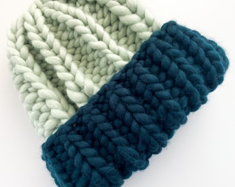 Color Block Herren Wintermütze gestrickt – Große Fischer Beanie