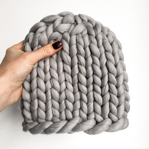Chunky knit mens beanie - Winter hats for men - Wool hat XL