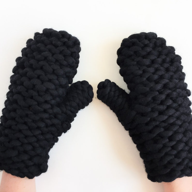 Hand knit mittens Chunky wool mittens womens Winter adult warm mittens Handmade gifts image 5