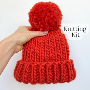 Grobstrick Mütze Strickset - Wintermütze Strickset - Strickpaket für Erwachsene