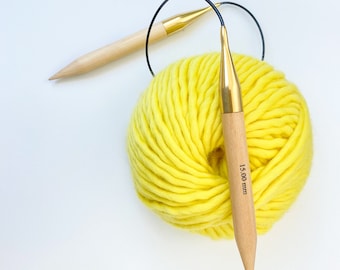 15mm Wood Circular Knitting Needles – US 19, for Super Bulky Yarn