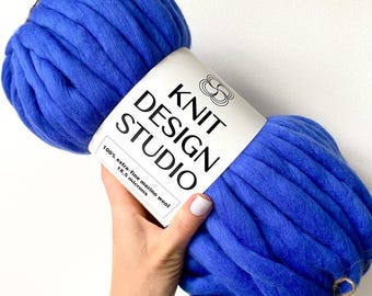 Hilo jumbo de lana merino azul real hilado a mano – Hilo grueso para mantas