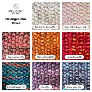 Melange merino wool color palette for custom chunky knit sweater orders.