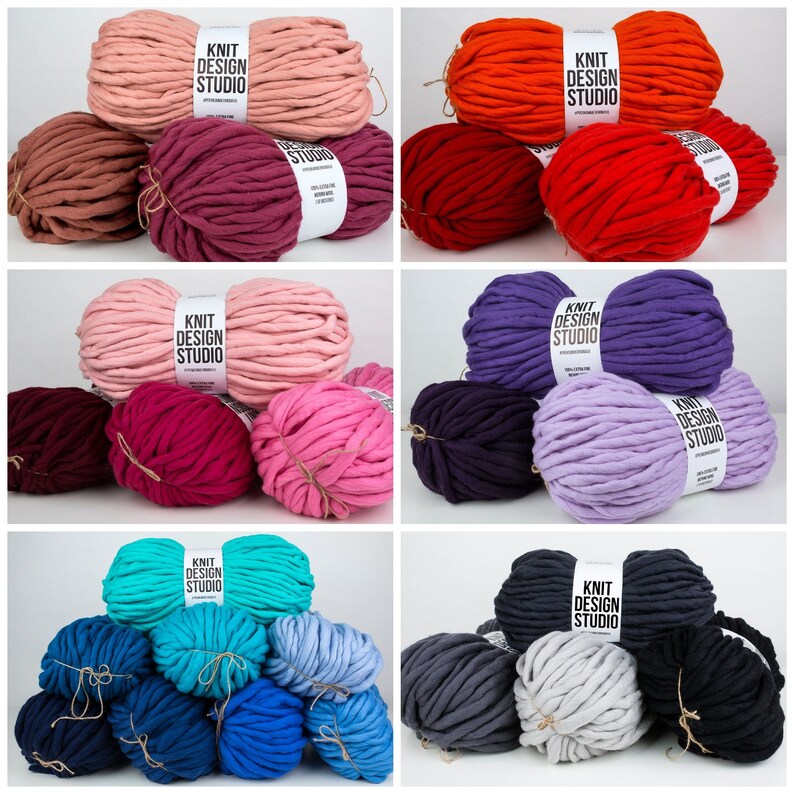 Giant yarn 1 kg Super chunky yarn Big merino wool Single Etsy