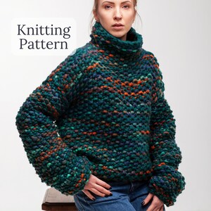 Chunky knit sweater knitting pattern - Easy knit fall sweater pattern - Knitted bulky sweater pattern - Oversized sweater pattern