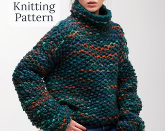 Chunky Knit Oversized Sweater Pattern – Bulky Seed Stitch (PDF Pattern)