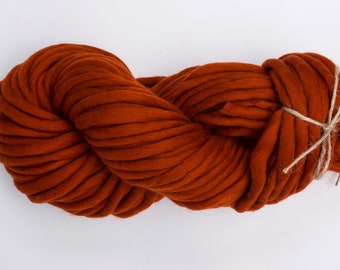 Super chunky yarn merino - Bulky wool yarn - Crochet yarn - Rust orange blanket, sweater yarn