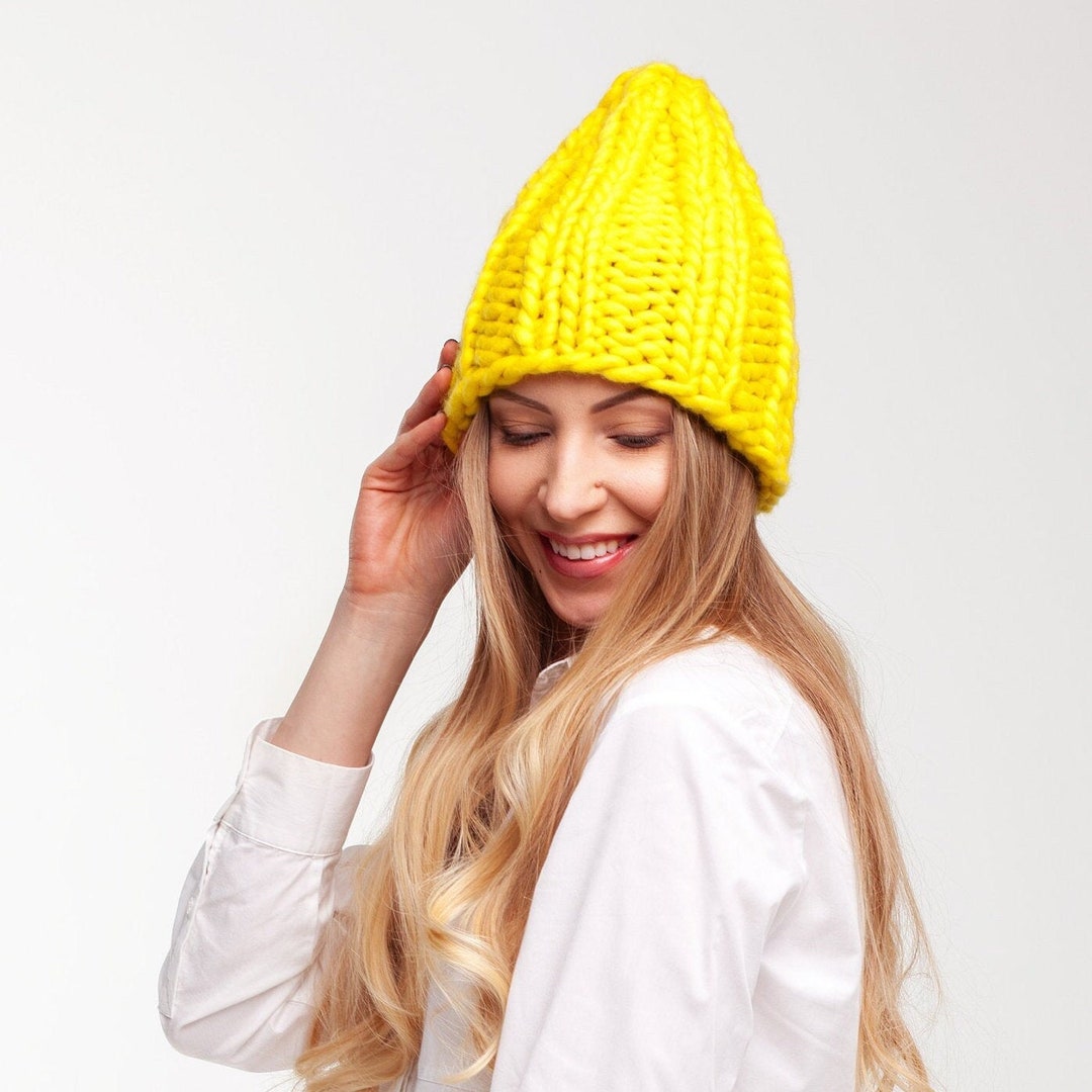 Cute Chunky Knit Beanie Womens Knitted Wool Winter Hat Etsy