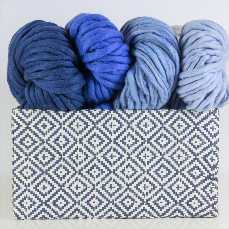 Super Bulky Merino Yarn Baby Blue Yarn Chunky Knit Blanket Etsy